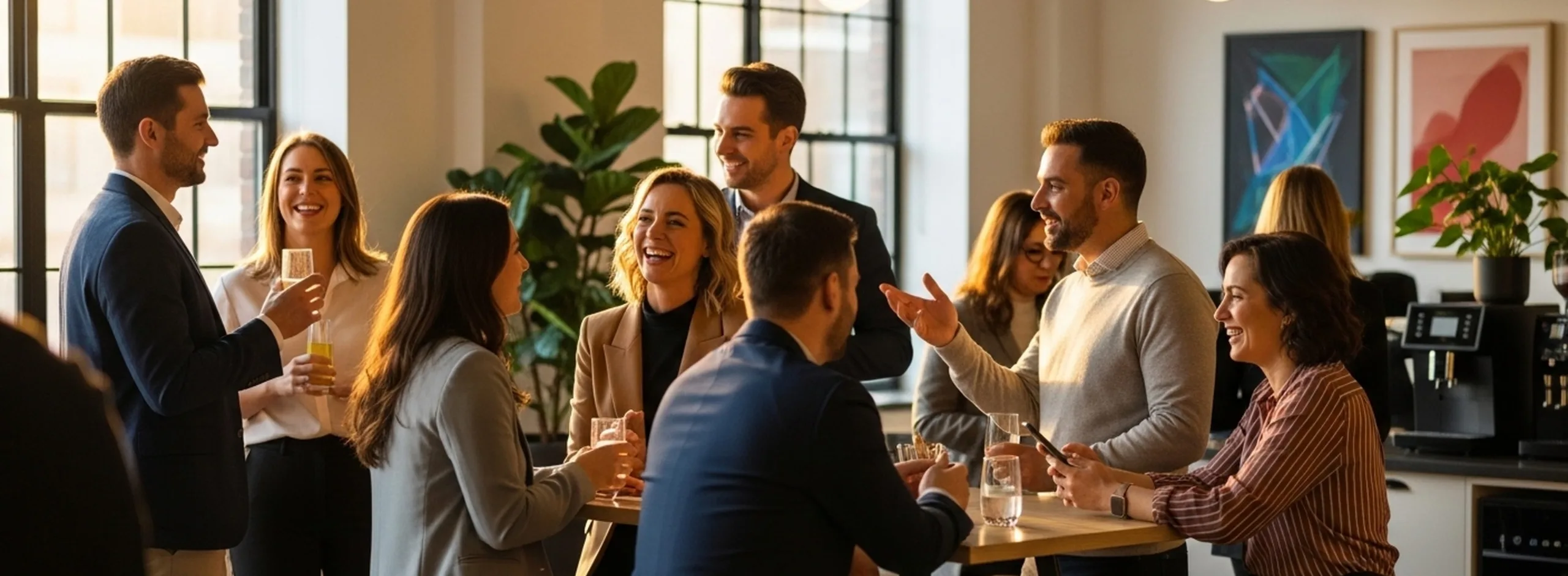 Collega's netwerken met een drankje tijdens een borrel